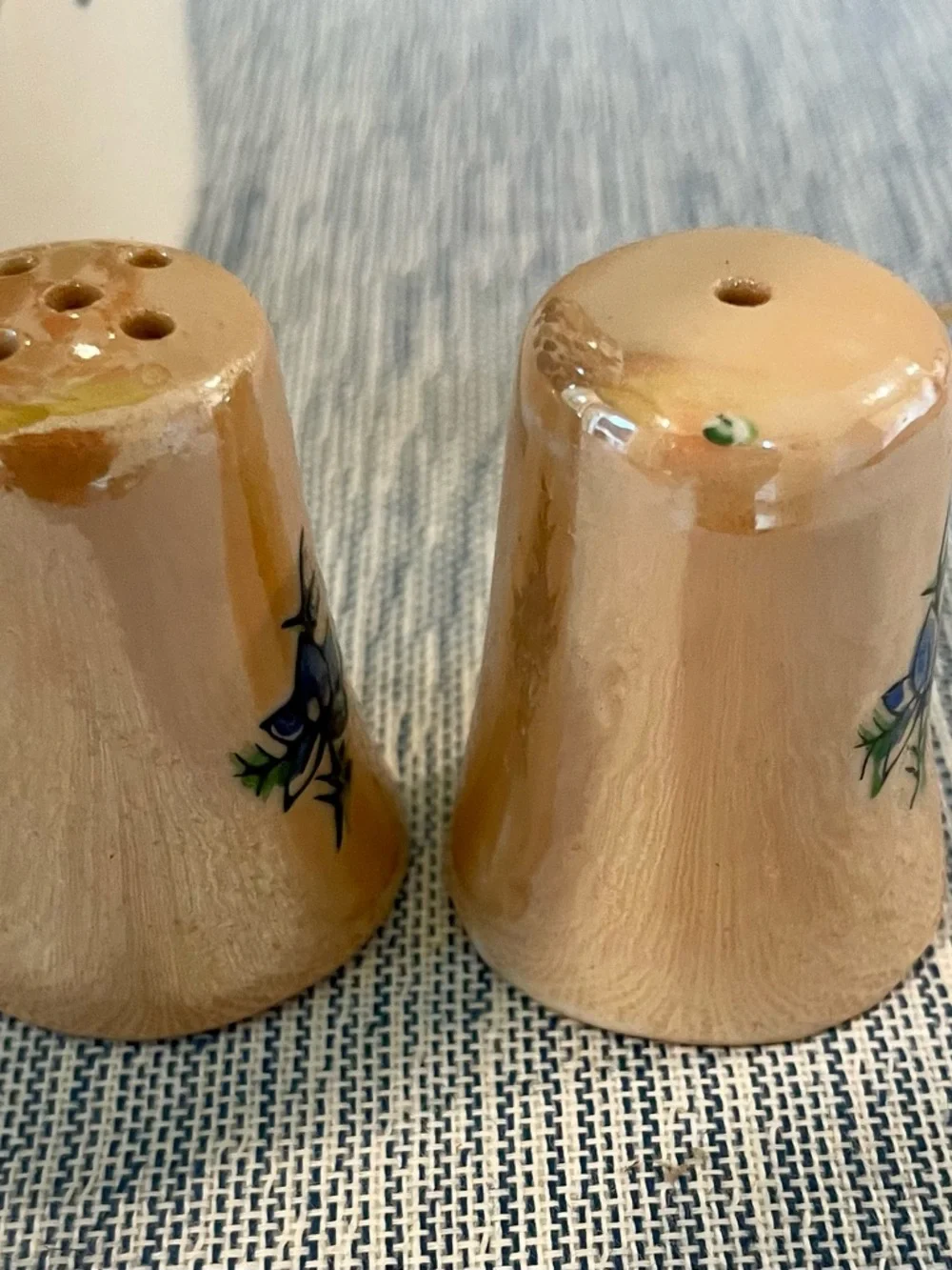 Vintage Japanese Lusterware Salt & Pepper Shakers – Hand-Painted Floral Ceramic